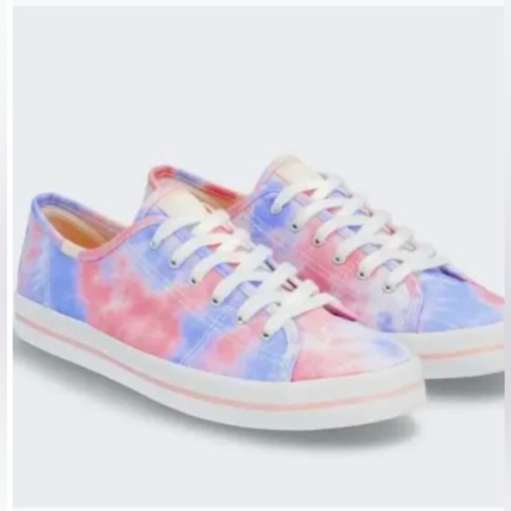 KEDS Size 8.5 Kickstart Canvas Lace Up Sneakers in Pink & Blue Tie Dye